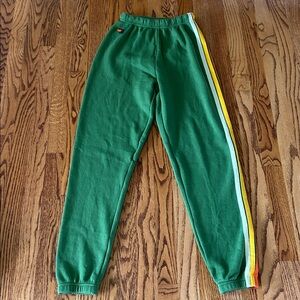 Aviator Nation Olive Green stripe Sweatpants XS NWOT